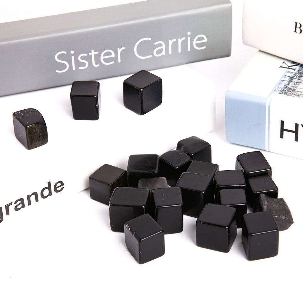 Black Obsidian Crystal Cube for Grounding & Focus 100g
