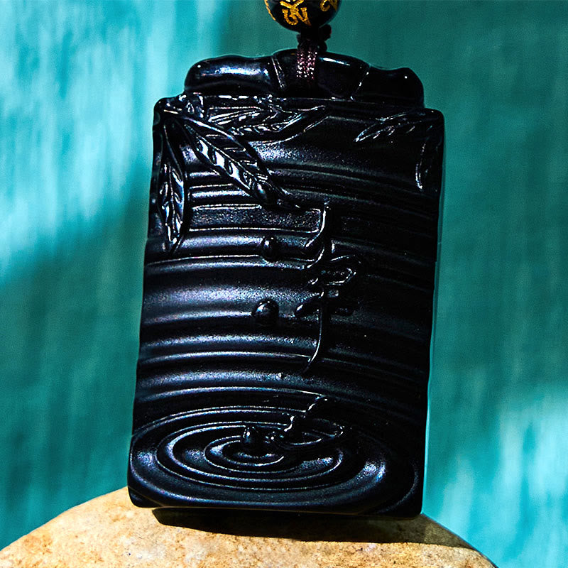 Black Obsidian Fulfillment Necklace Pendant 65cm Rope