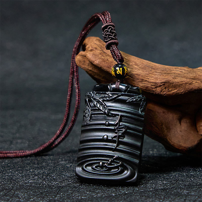 Black Obsidian Fulfillment Necklace Pendant 65cm Rope