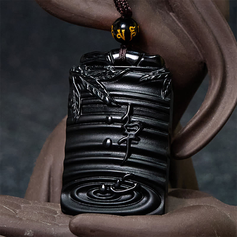 Black Obsidian Fulfillment Necklace Pendant 65cm Rope