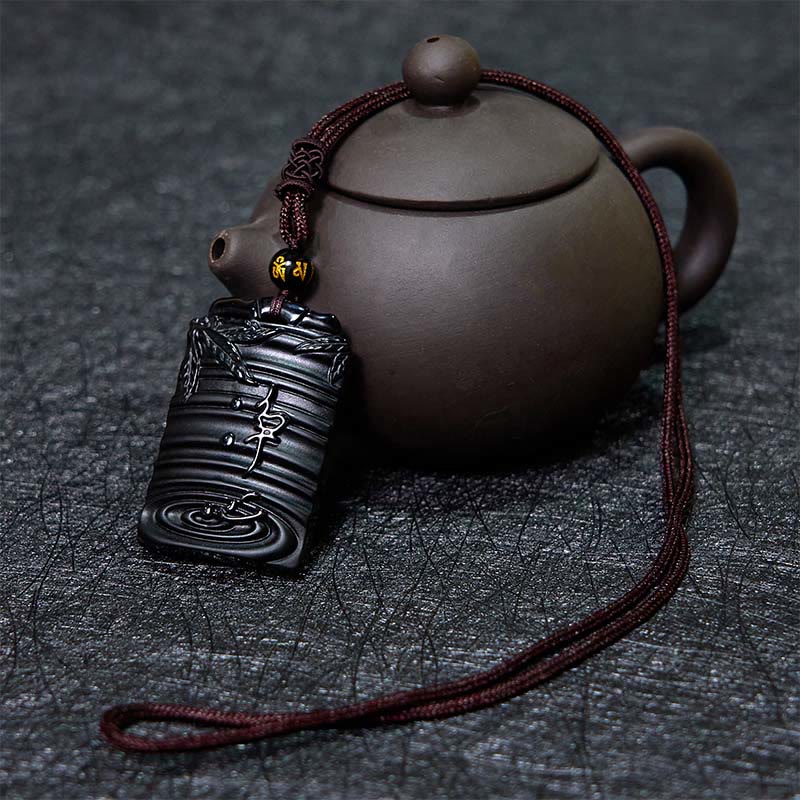 Black Obsidian Fulfillment Necklace Pendant 65cm Rope