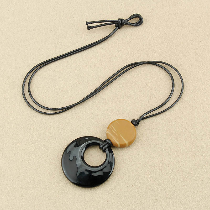 Black Obsidian Picture Stone Pendant Necklace