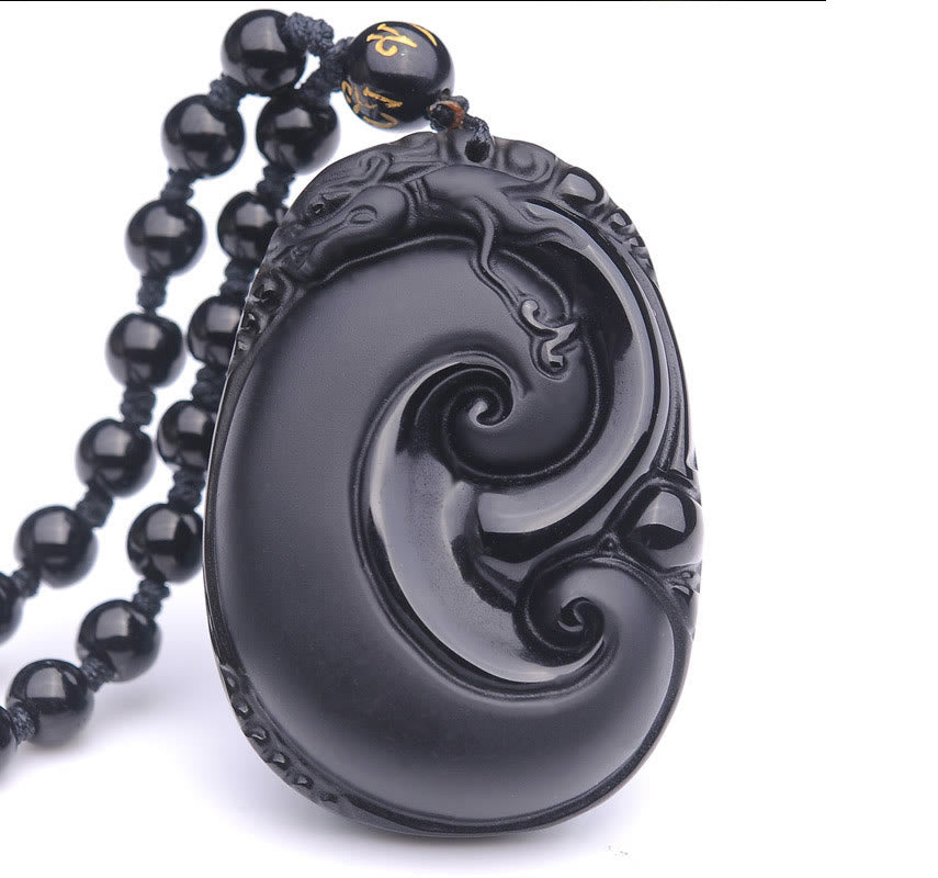 Black Obsidian PiXiu Strength Necklace Pendant