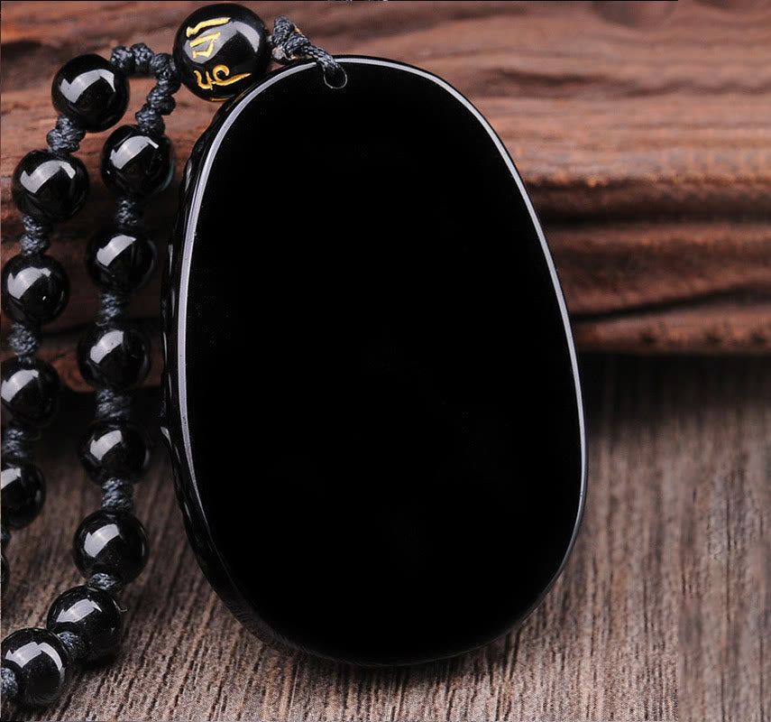 Black Obsidian PiXiu Strength Necklace Pendant