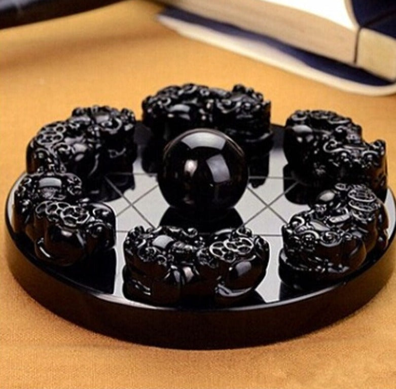Black Obsidian Pi Xiu Prosperity and Protection Figurine