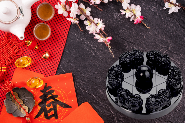 Black Obsidian Pi Xiu Prosperity and Protection Figurine