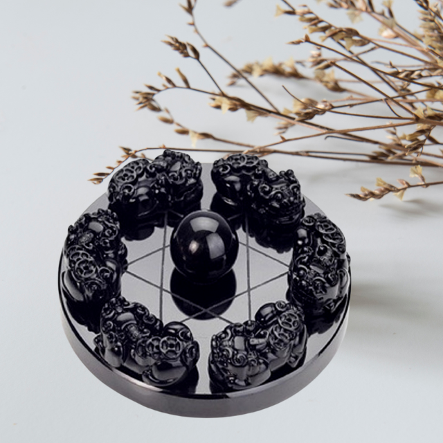 Black Obsidian Pi Xiu Prosperity and Protection Figurine