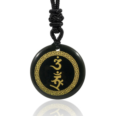 Black Obsidian Protection Necklace | Swastika Vajra Pendant