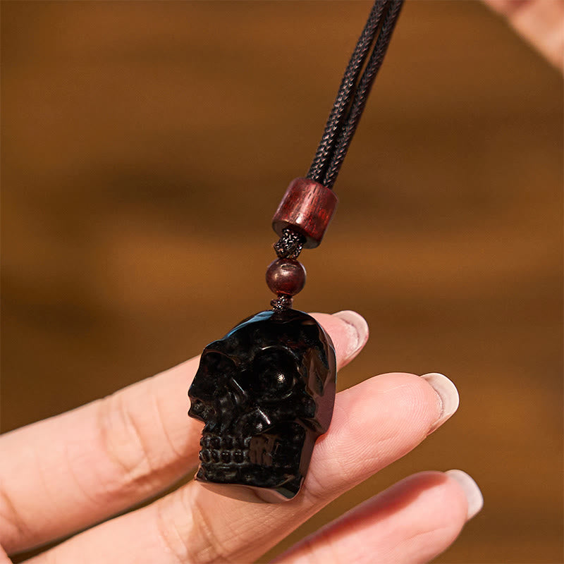 Black Obsidian Skeleton Necklace for Fulfillment & Transformation