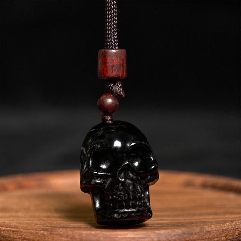 Black Obsidian Skeleton Necklace for Fulfillment & Transformation