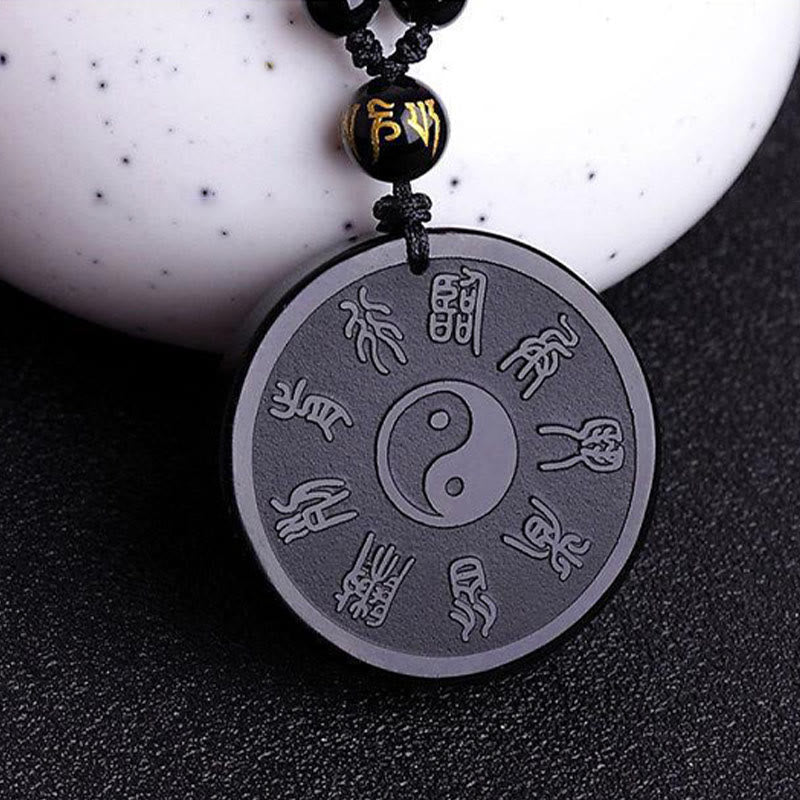 Black Obsidian Taoism Strength Necklace Pendant