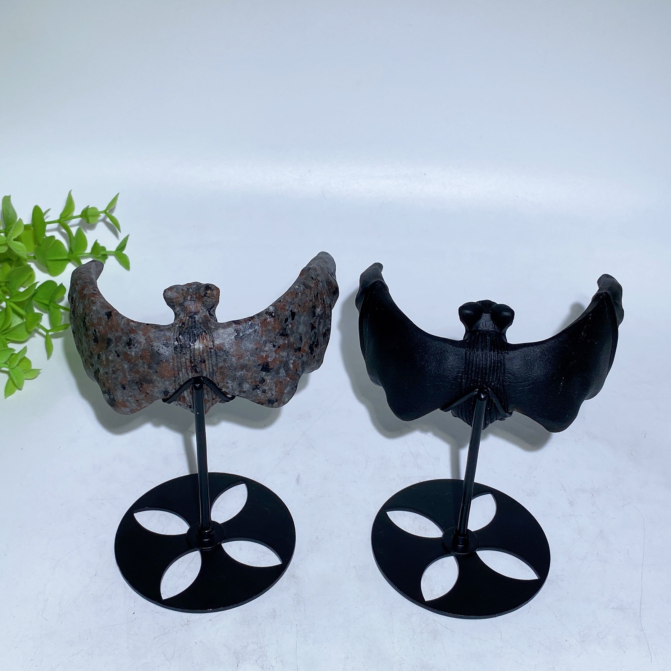 Black Obsidian Yooperlite Flying Bat Crystal Carving