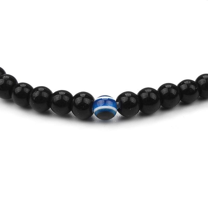 Black Onyx Bracelet with Evil Eye Symbol