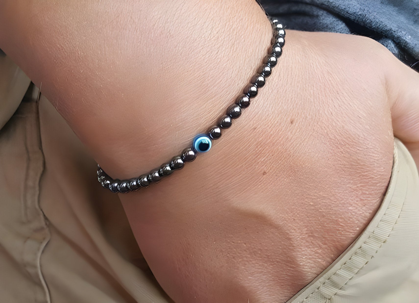 Black Onyx Bracelet with Evil Eye Symbol