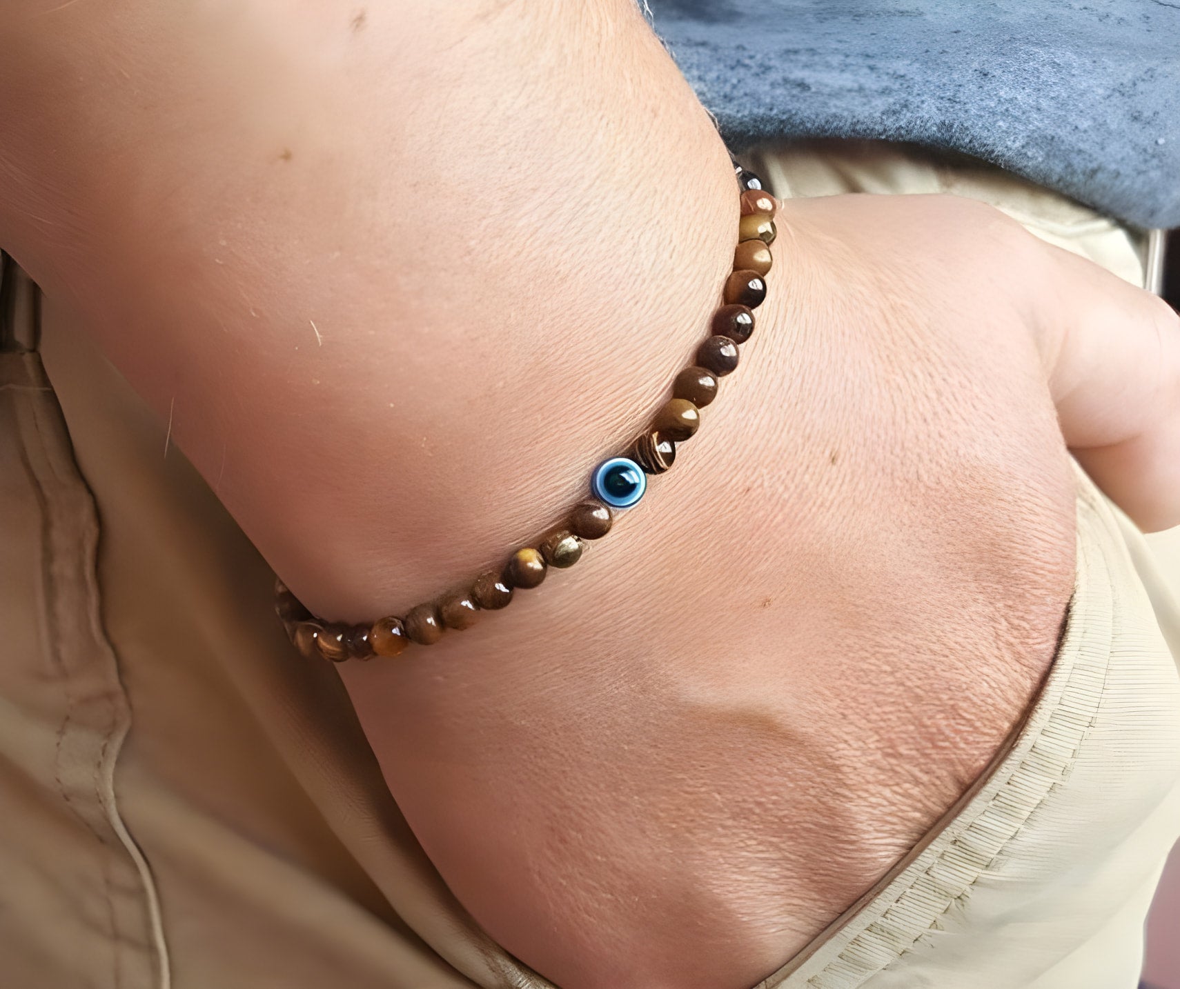 Black Onyx Bracelet with Evil Eye Symbol