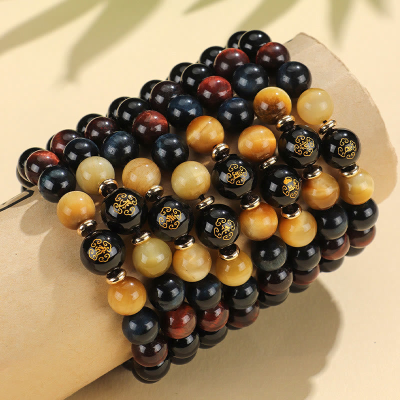 Black Onyx Tiger Eye Chinese Zodiac Bracelet