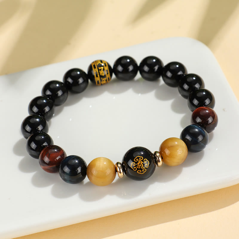 Black Onyx Tiger Eye Chinese Zodiac Bracelet