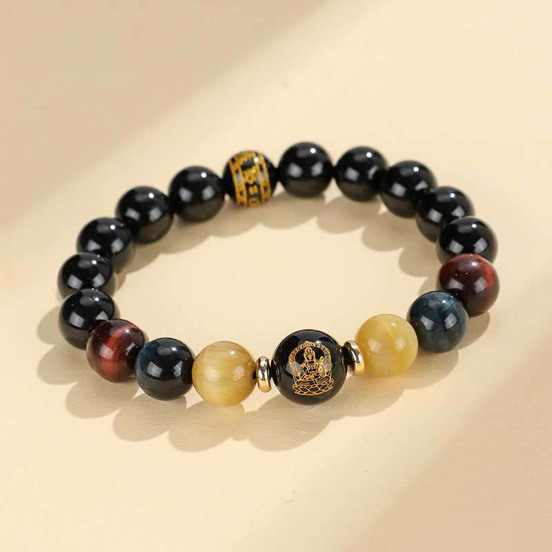 Black Onyx Tiger Eye Chinese Zodiac Bracelet
