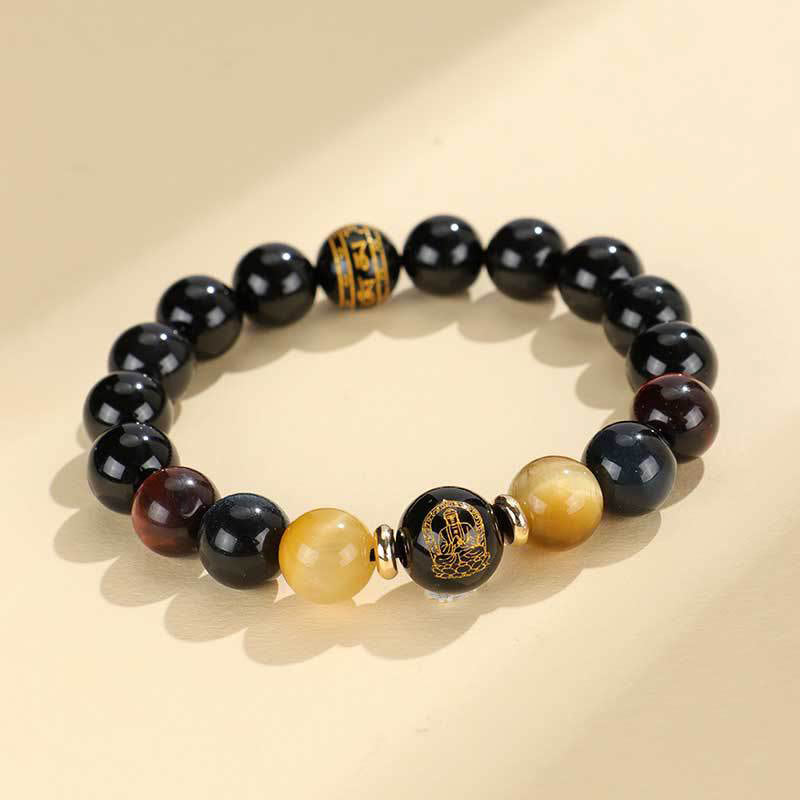 Black Onyx Tiger Eye Chinese Zodiac Bracelet