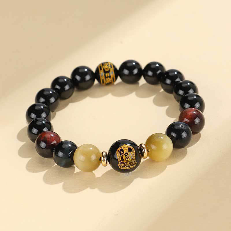 Black Onyx Tiger Eye Chinese Zodiac Bracelet