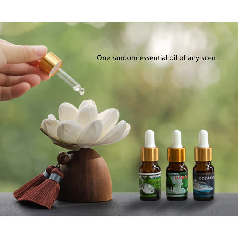 Black Peach Wood Buddha Flower Zen Decor 5.4cm Calm Cure