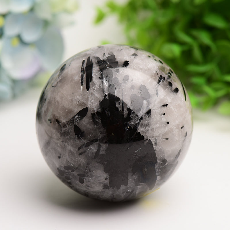Black Tourmaline Crystal Sphere 2.5-4 Inch Healing Orb