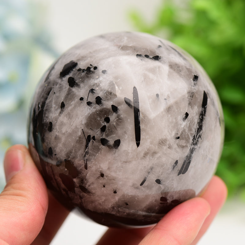 Black Tourmaline Crystal Sphere 2.5-4 Inch Healing Orb