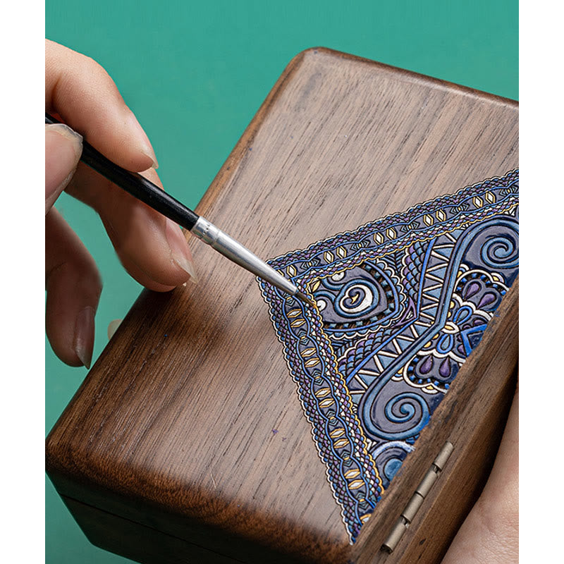 Black Walnut Wood Jewelry Storage Box with Mirror | Zen Decor