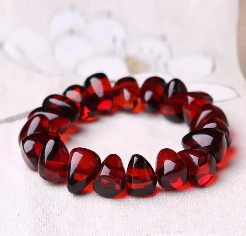 Blood Amber Bracelet - Symbol of Protection and Courage