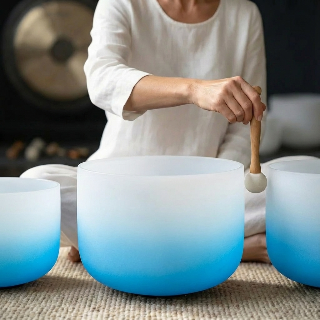 Blue Aria Gradient Chakra Crystal Singing Bowl Set - 7 PCS 6-12 inch