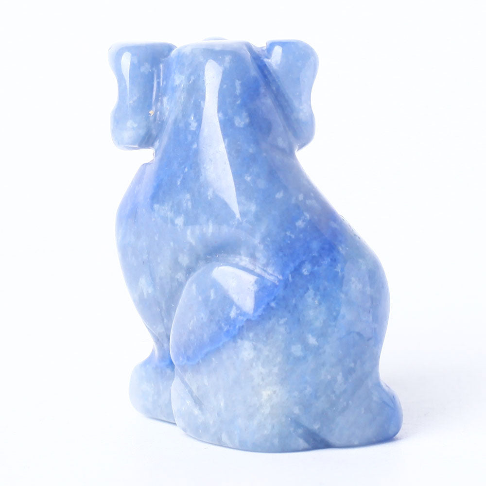 Blue Aventurine Crystal Dog Figurine 1.5 inch Carving