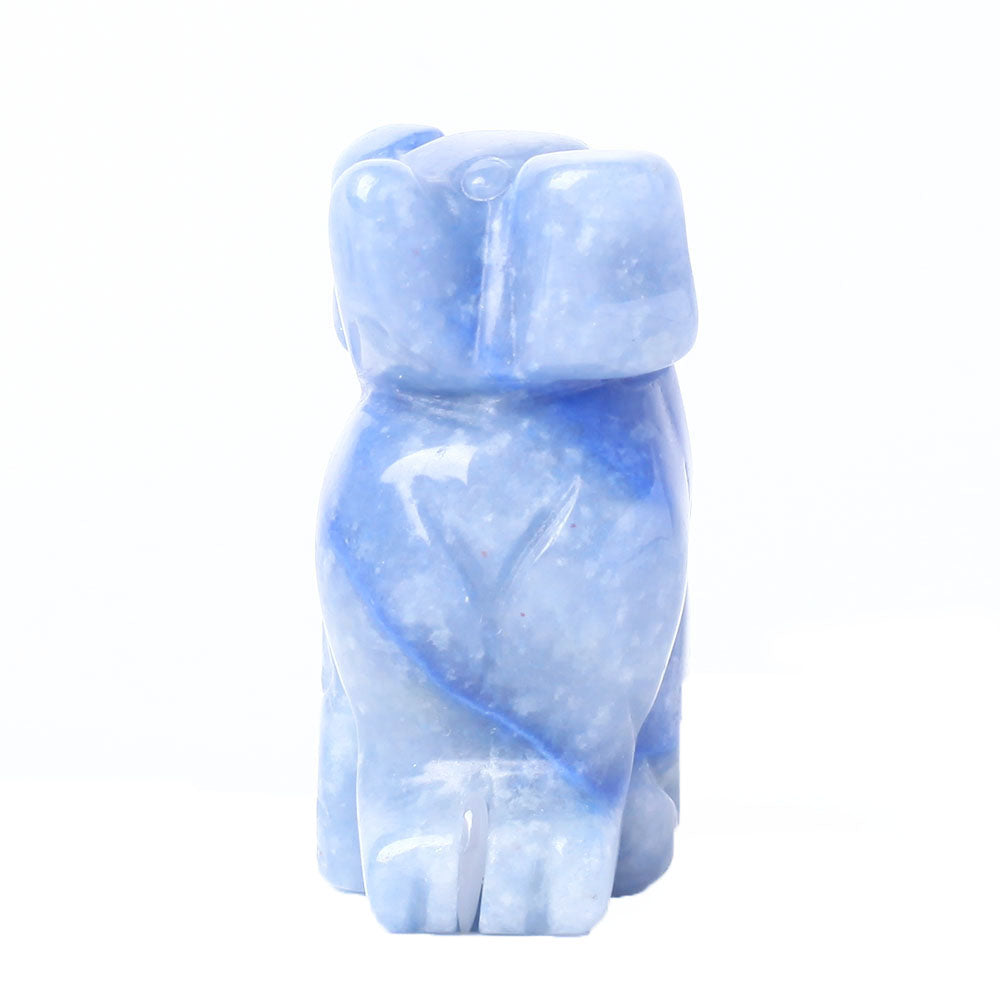 Blue Aventurine Crystal Dog Figurine 1.5 inch Carving