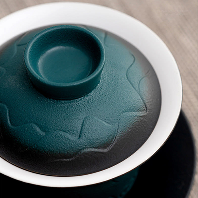 Blue Black Gradient Ceramic Gaiwan Tea Cup | 120ml Capacity