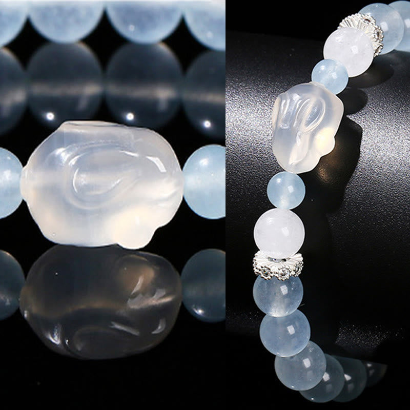 Blue Chalcedony White Agate Emotional Healing Bracelet