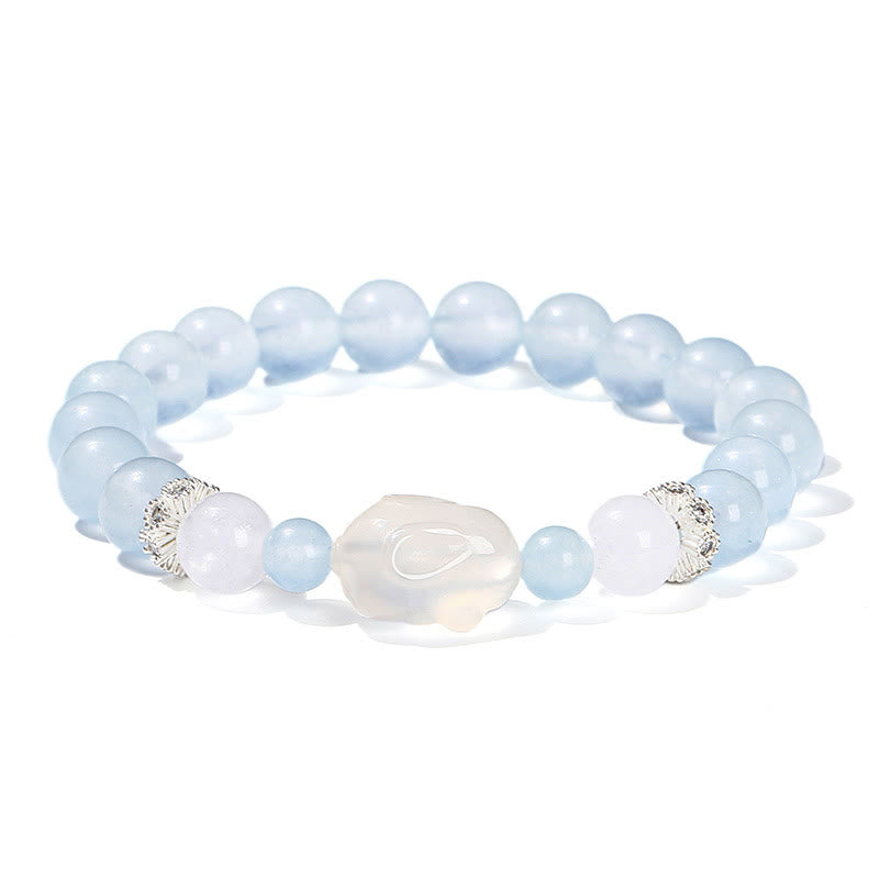 Blue Chalcedony White Agate Emotional Healing Bracelet