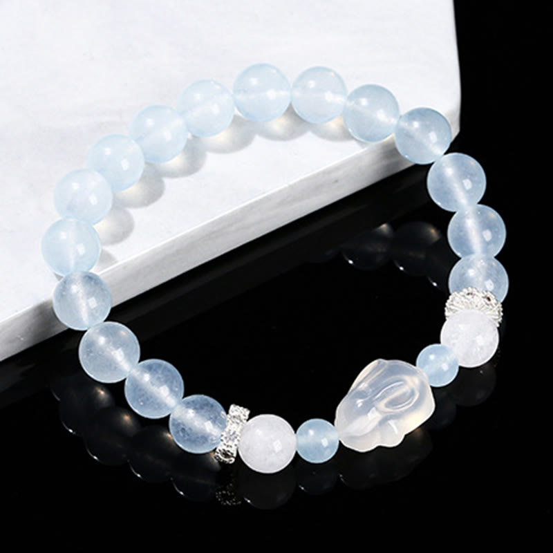 Blue Chalcedony White Agate Emotional Healing Bracelet