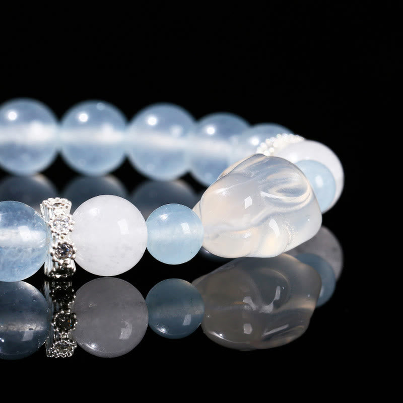 Blue Chalcedony White Agate Emotional Healing Bracelet