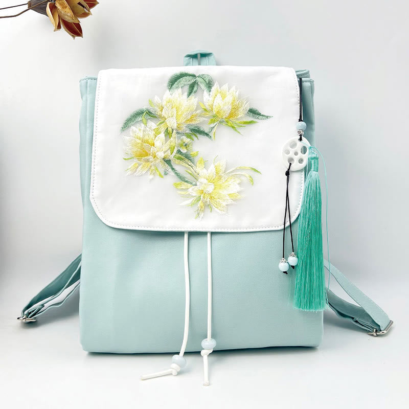 Blue Epiphyllum Canvas Backpack for Accessories