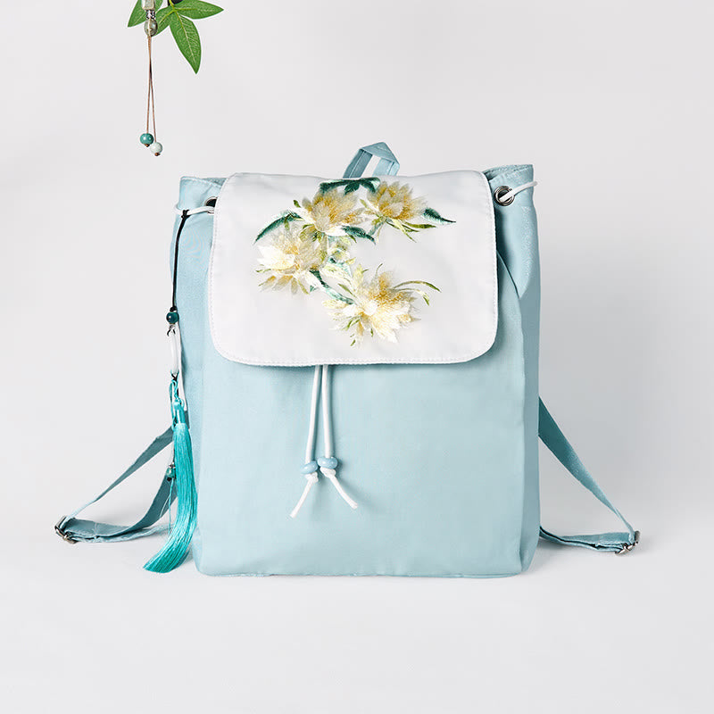 Blue Epiphyllum Canvas Backpack for Accessories