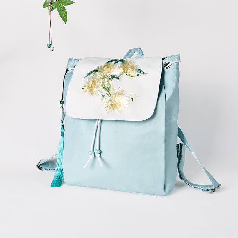 Blue Epiphyllum Canvas Backpack for Accessories
