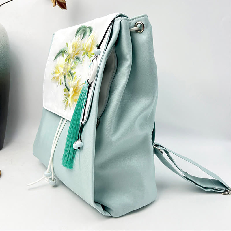 Blue Epiphyllum Canvas Backpack for Accessories