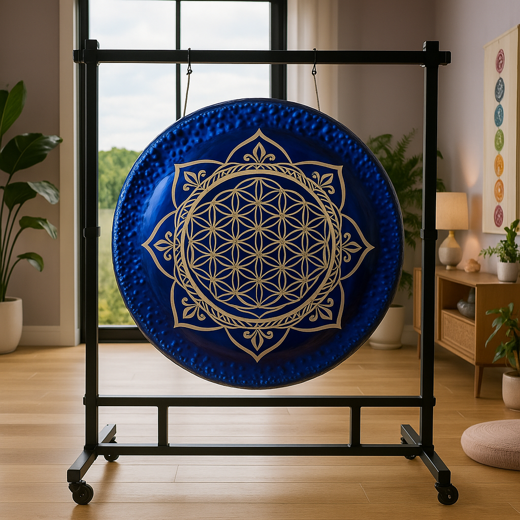 Blue Flower of Life Gong Instrument for Sound Relaxation