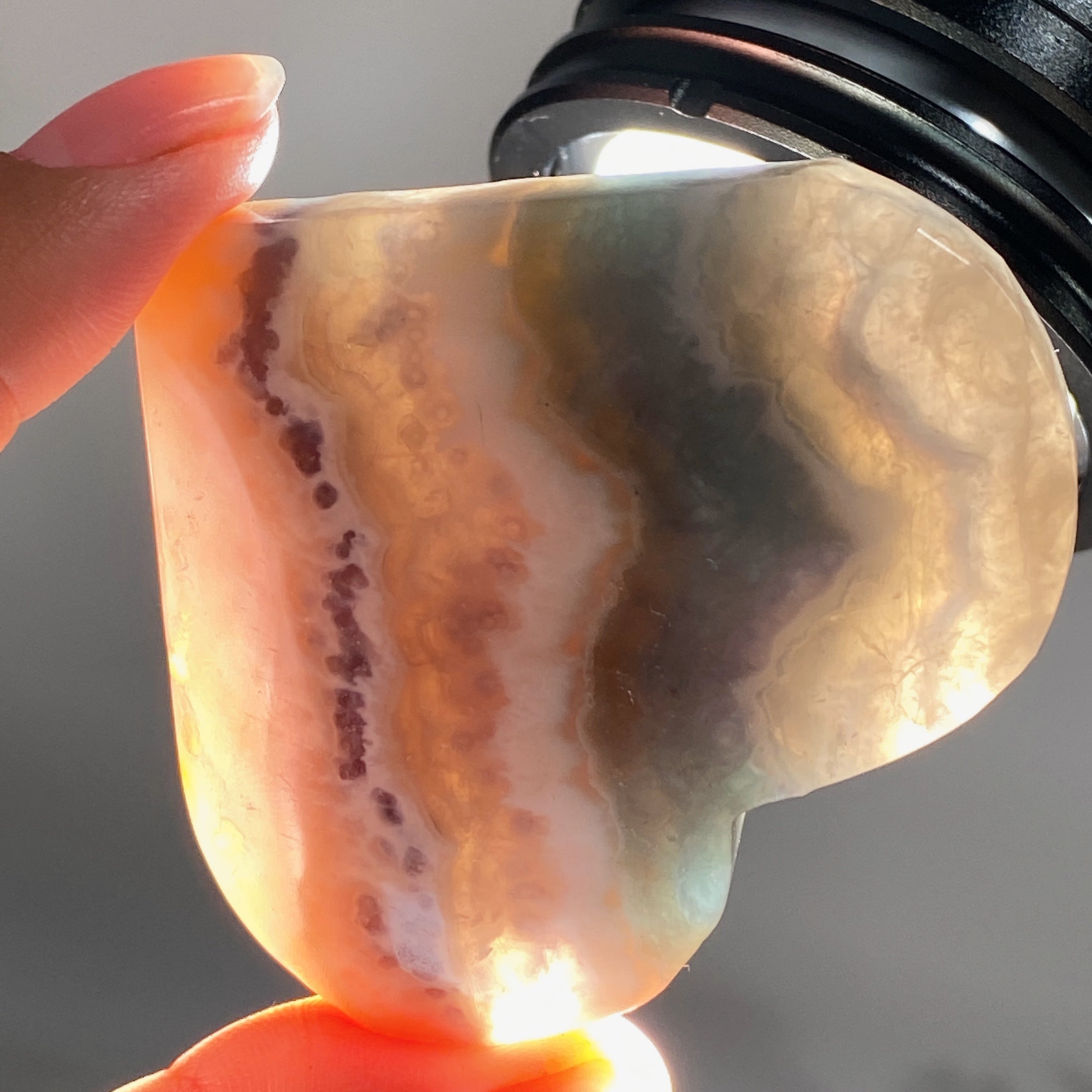 Blue Fluorite Agate Heart Palm Stone 2.1-2.6 inch Healing