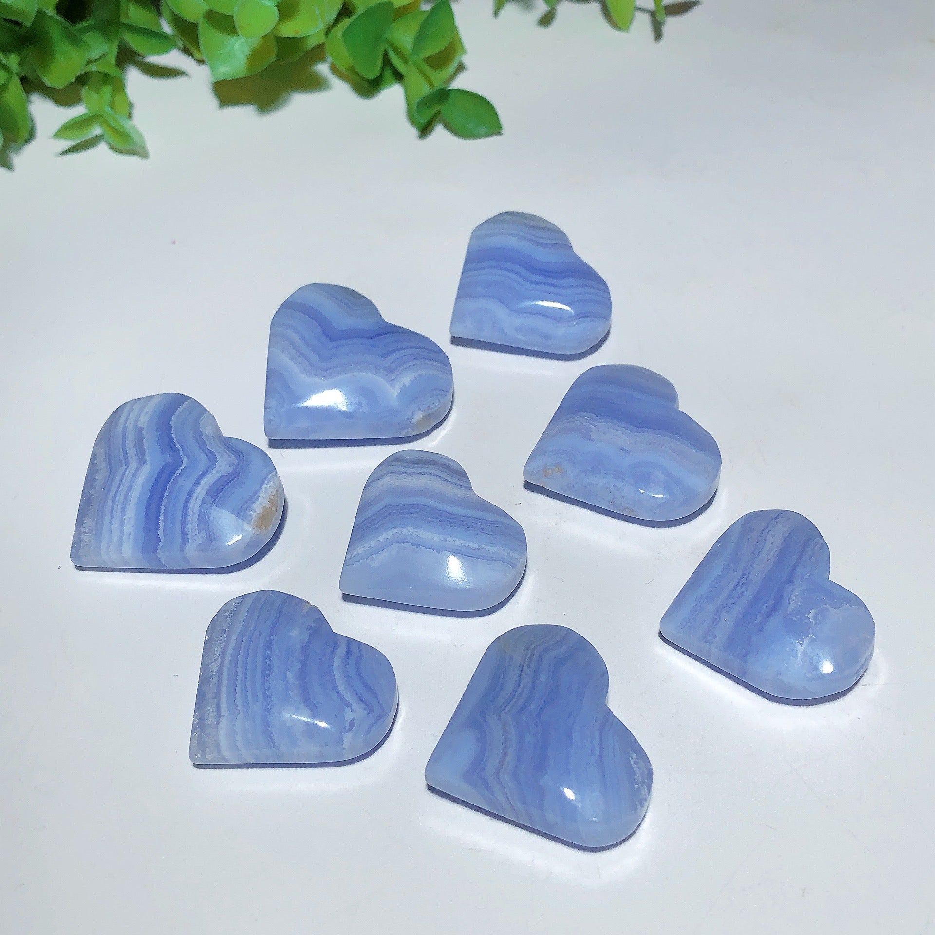 Blue Lace Agate Crystal Heart 1.0-1.3 Inch Healing Stone
