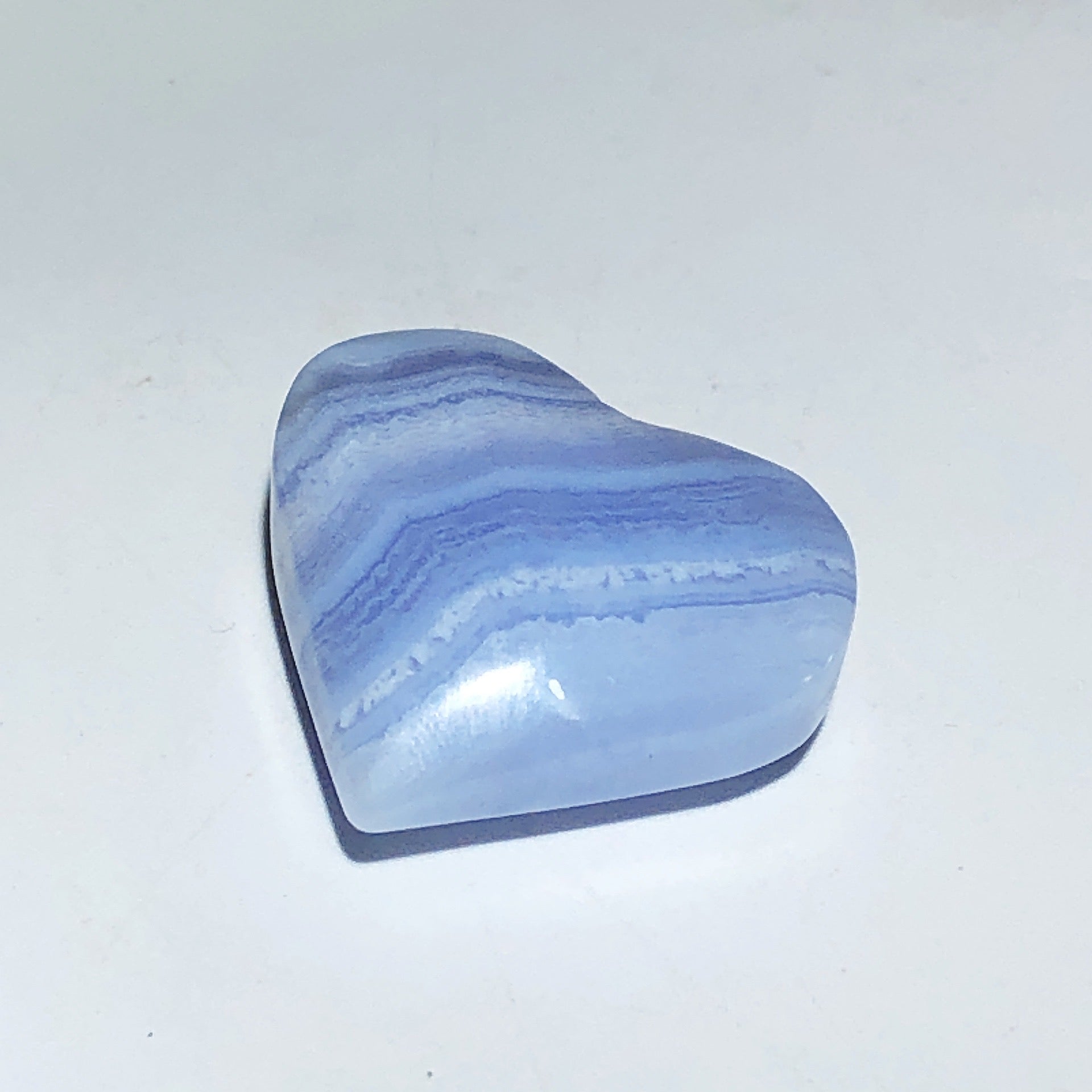 Blue Lace Agate Crystal Heart 1.0-1.3 Inch Healing Stone