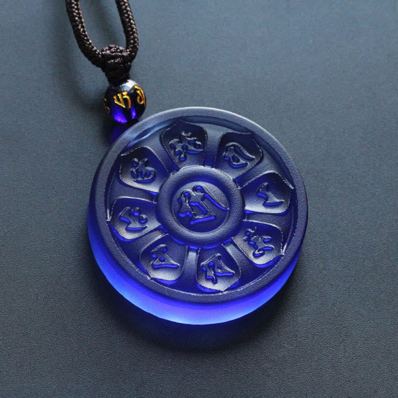 Blue Liuli Manjusri Lotus Enlightenment Necklace