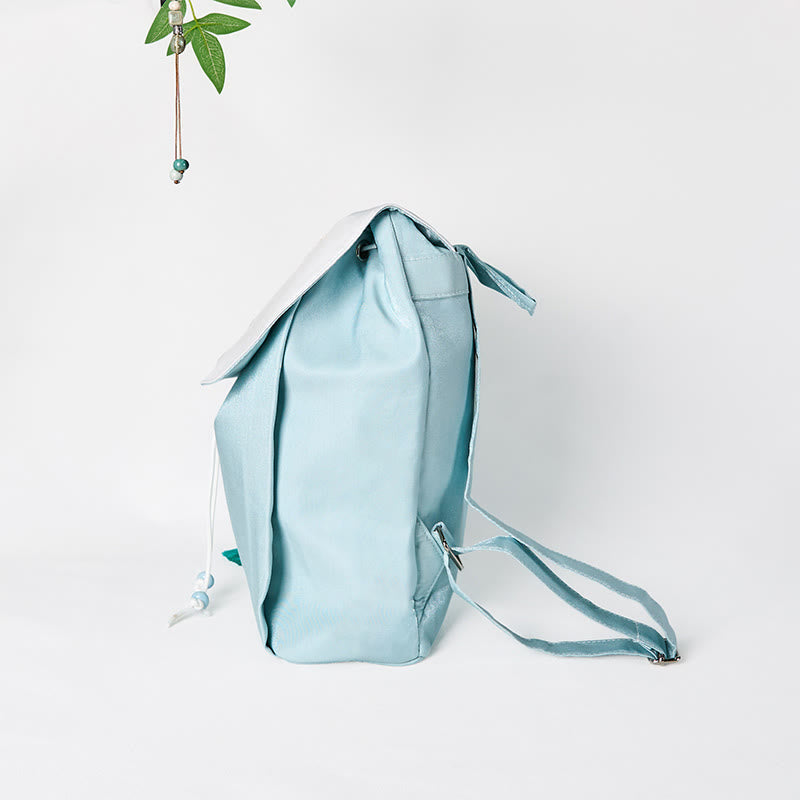 Blue Lotus Embroidered Canvas Backpack | Yoga Bag
