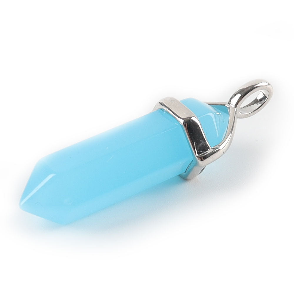 Blue Luminous Spiritual Pendant 1-1/2 inch Healing Crystal