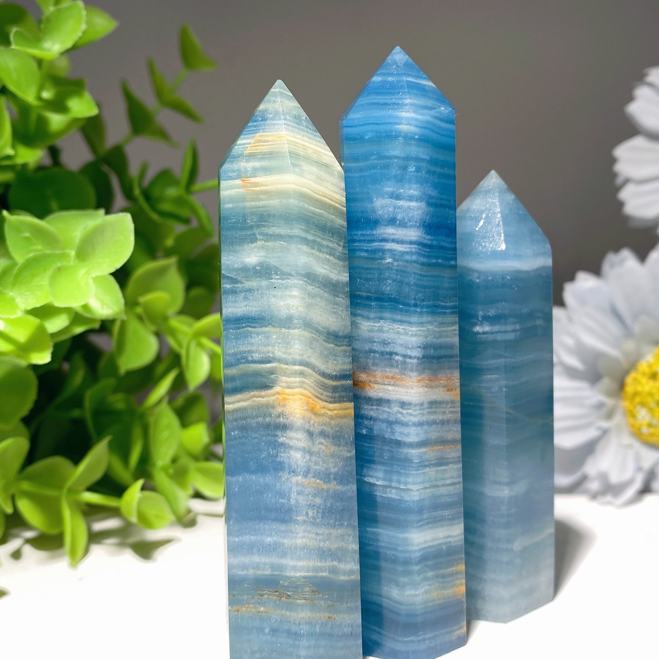 Blue Onyx Crystal Points 2.3 to 4 inches Healing Set