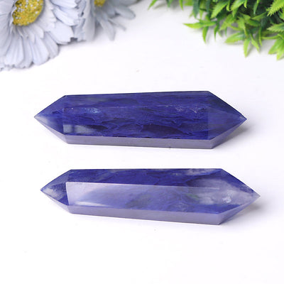 Blue Smelting Quartz Double Terminated Crystal Point 2.4-4.5 in